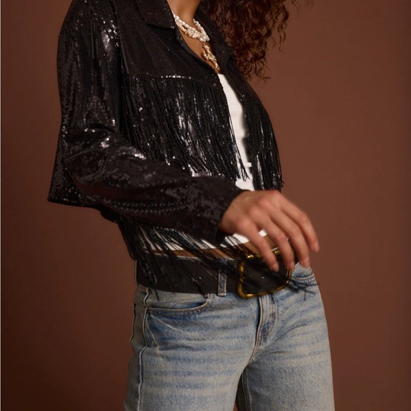 12th Tribe Star Crossed Black Sequin Jacket - Picture 5 of 10